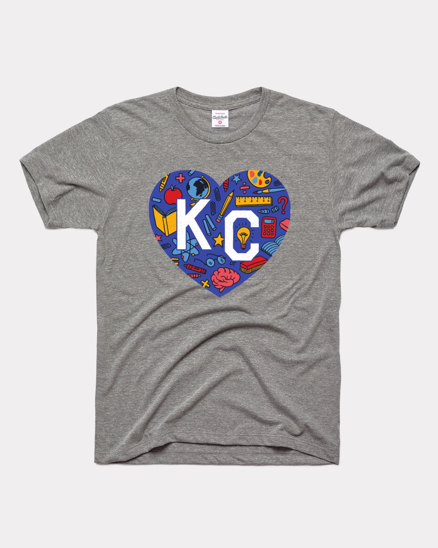 Kansas City Public Schools Kc Heart Vintage Grey T-Shirt