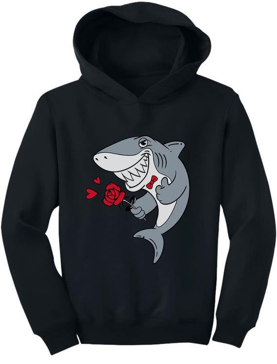 Valentine s Day Shark With Rose Boys Toddler Hoodie