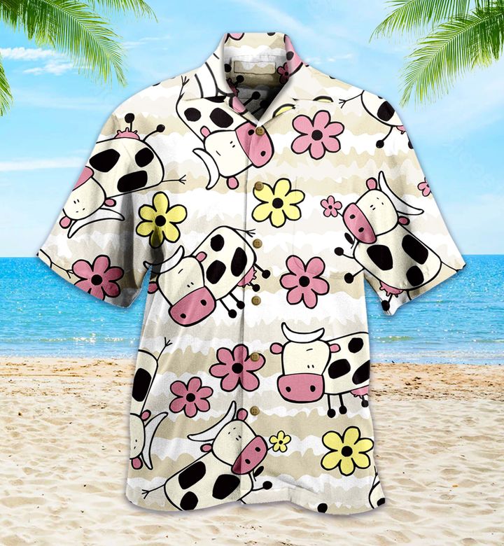 Cute Cow Flower Colorful Hawaii Shirt Ha20347