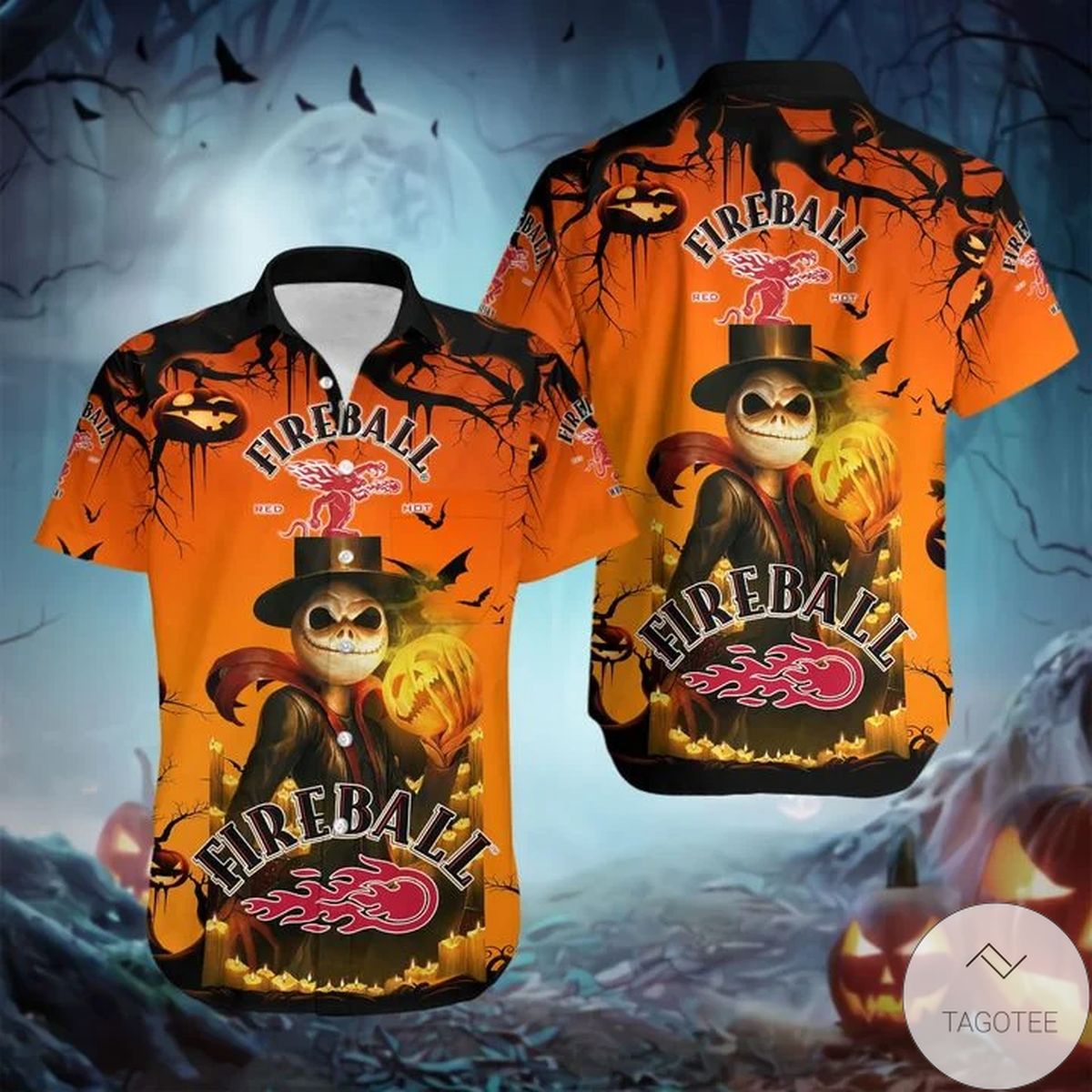 Fireball Whiskey Skeleton Halloween Hawaii Shirt Ha48276