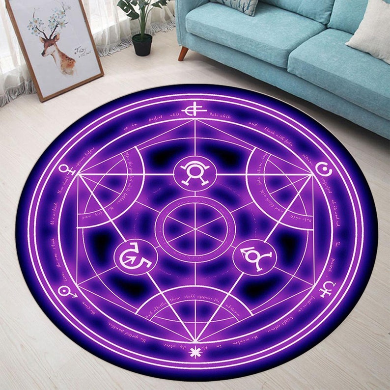 Full Metal, Transmutation, Circle Cool, Japanese Anime Manga, Floor Rug, Carpet Room, Doormat, Non-Slip, Round Chair Mat, Fma Transmutation