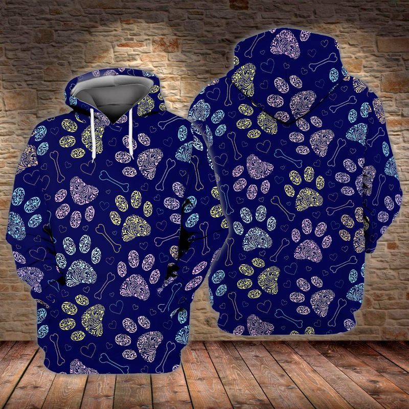 Cute Puppy Dog Footprints 3D Full Print Hoodie