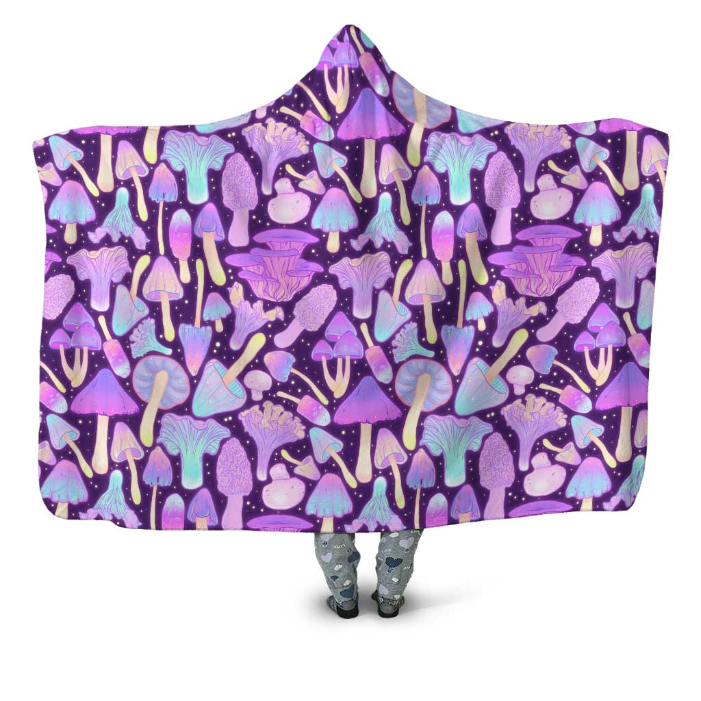 ViticStore™ Hippie Style 3D All Over Printed Neon Color Mushrooms – Hooded Blanket