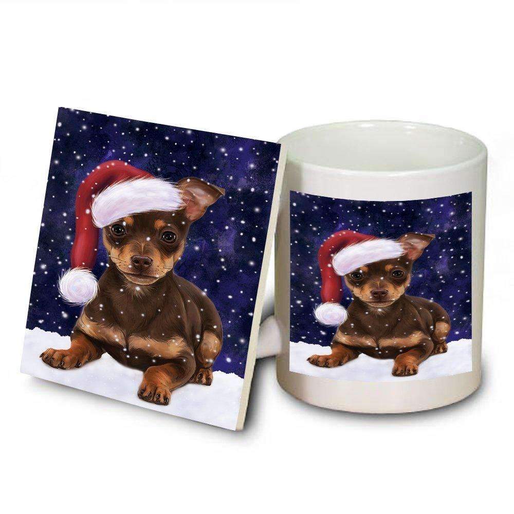 Let It Snow Happy Holidays Chihuahua Puppy Christmas Mug And Coaster Set Muc0434