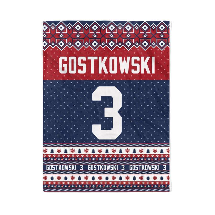 Blanket Gostkowski 3 Pats American Football Ugly Christmas Pattern Custom Blanket Warm Cozy Fluffy Fleece Blanket