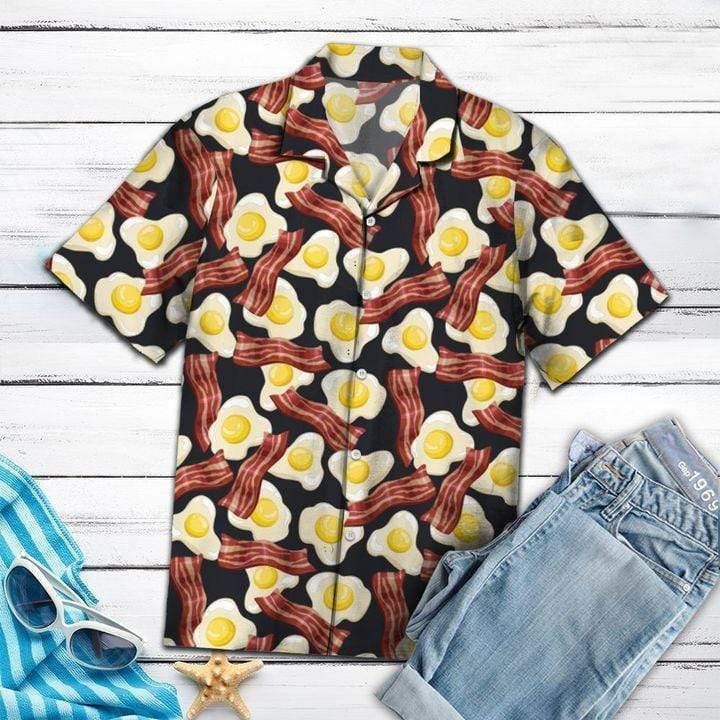 Shop Amazing Bacon And Fried Eggs Hawaii Aloha Shirts Dh Ha39500