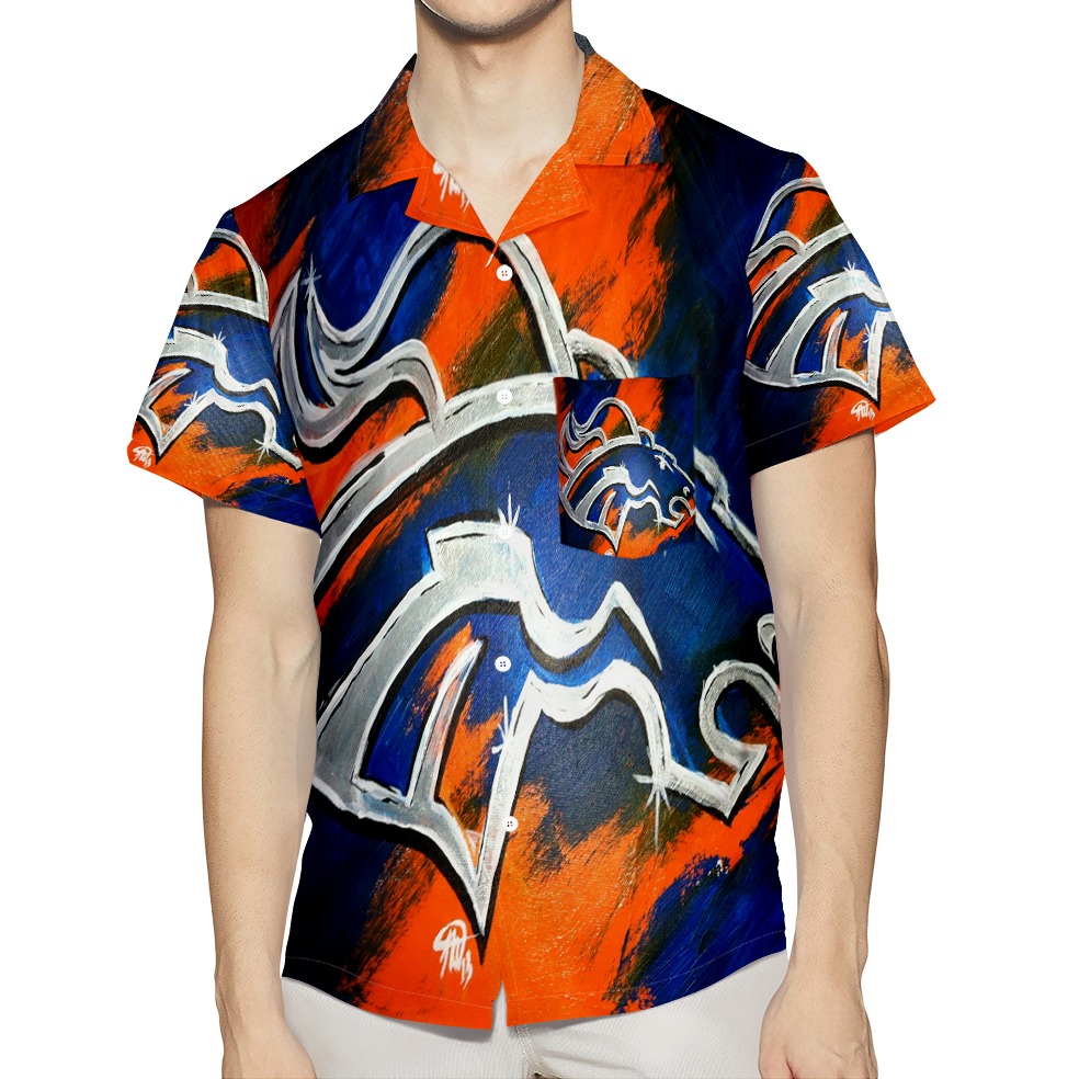 Denver Broncos Emblem V9 3D All Over Print Summer Beach Hawaiian Shirt With Pocket