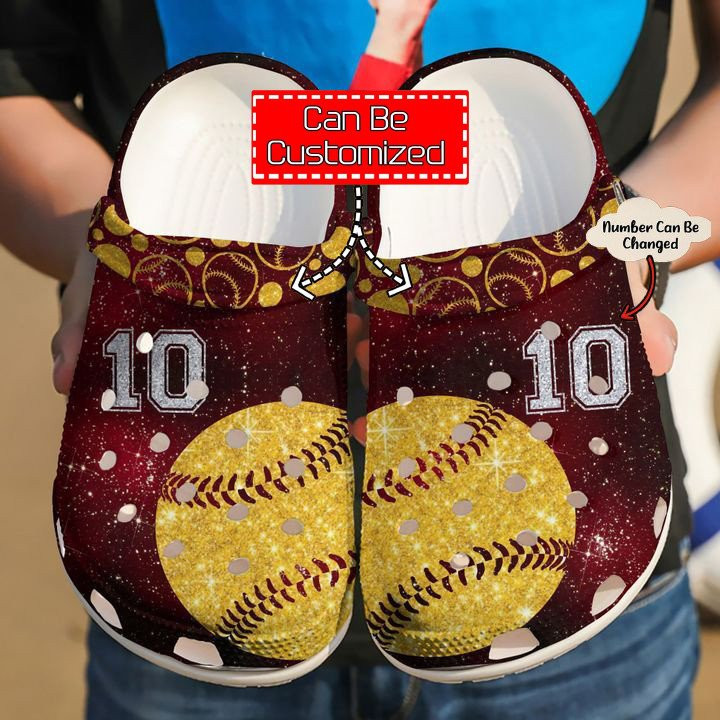 Custom Name Number Softball Glitter clog Shoes Custom