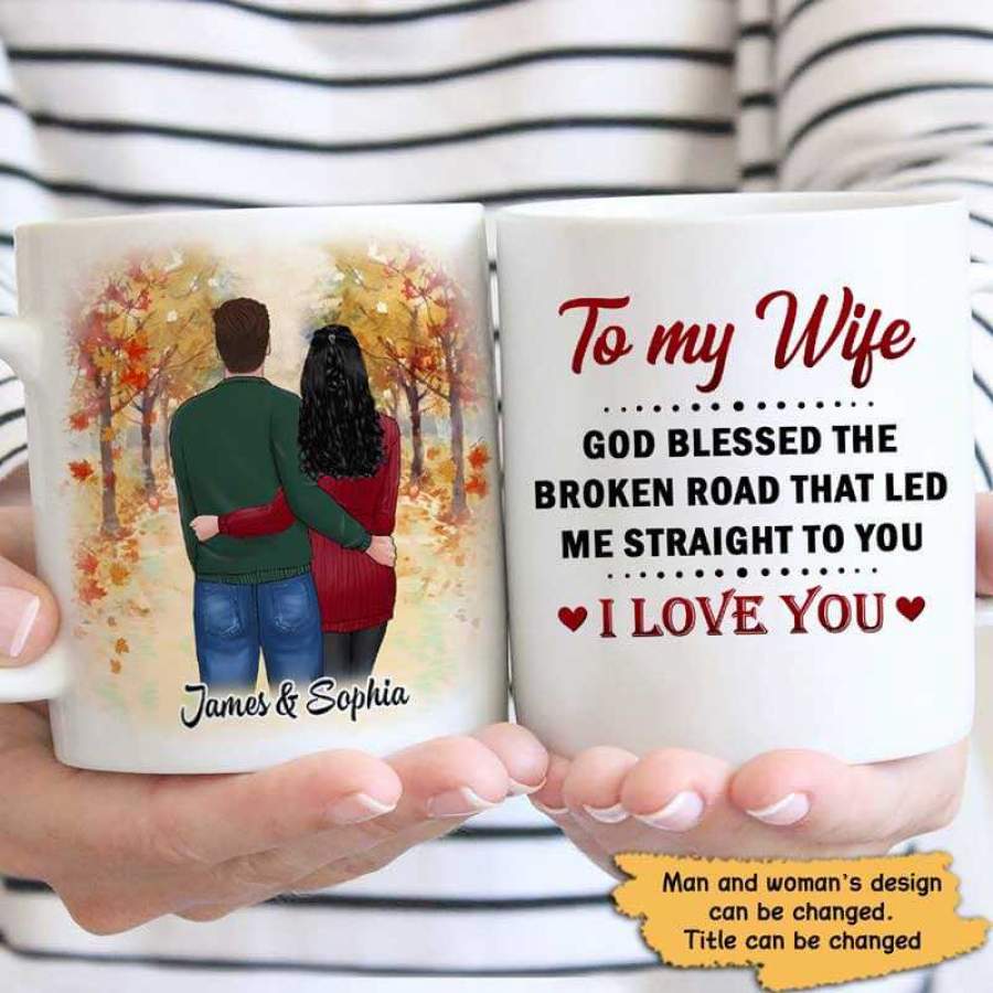 God Blessed The Broken Road Couple Personalized AOP Coffee Mug