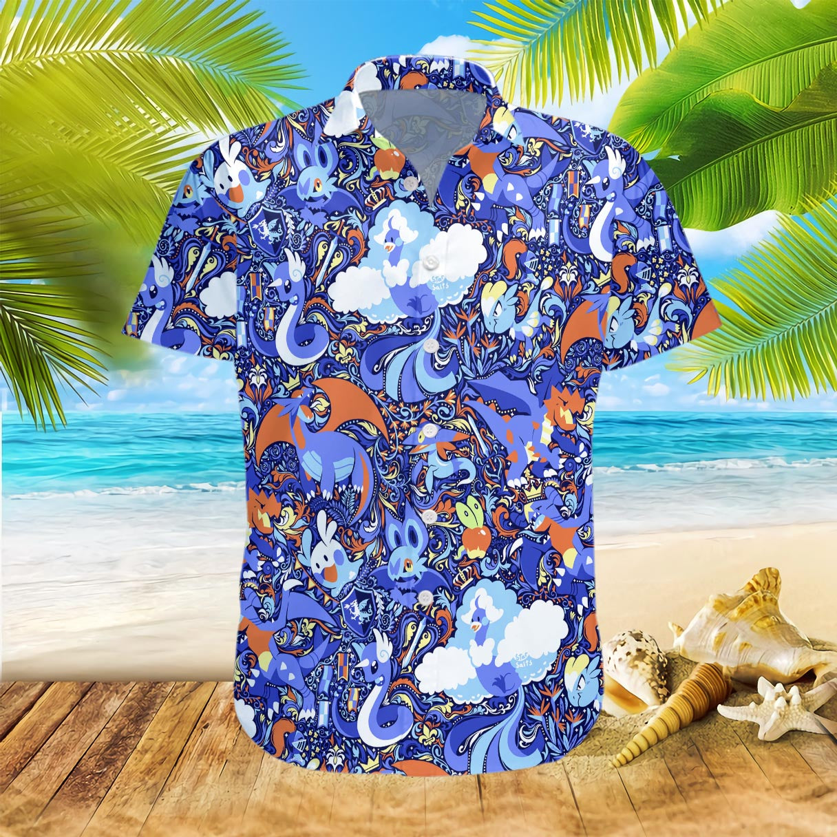 Blue Pkm Hawaii Shirt Water Type Pokemon Under Ocean Hawaii Ha31698