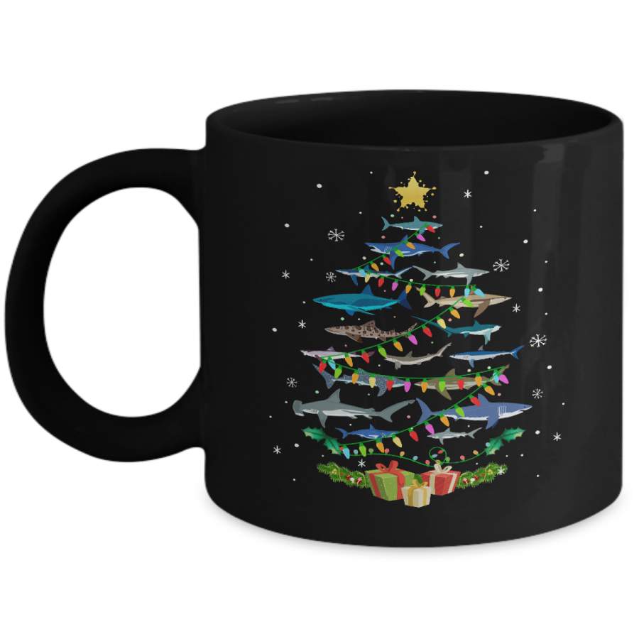 Shark Christmas Tree Shark Lovers Gifts Men Women Kids Mug