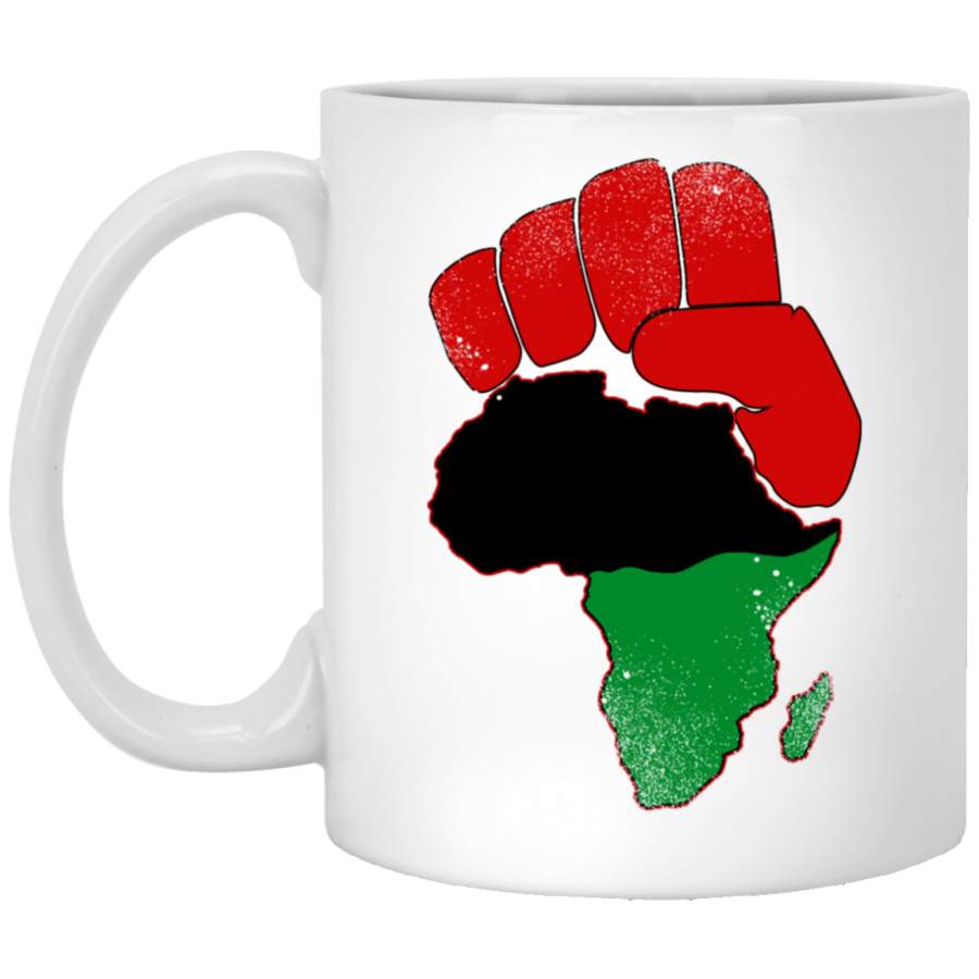 African American Coffee Mug Strong Hand Flag 11oz – 15oz White Mug