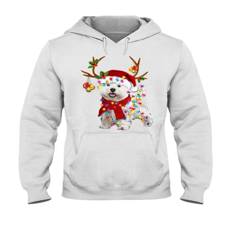 Cute Westie Reindeer Christmas Gift Tee Hoodie