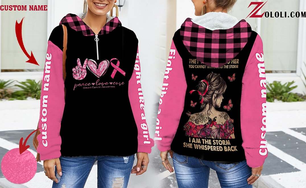 Breast Cancer They whispered to her Fleece Hoodie 3D custom TTM