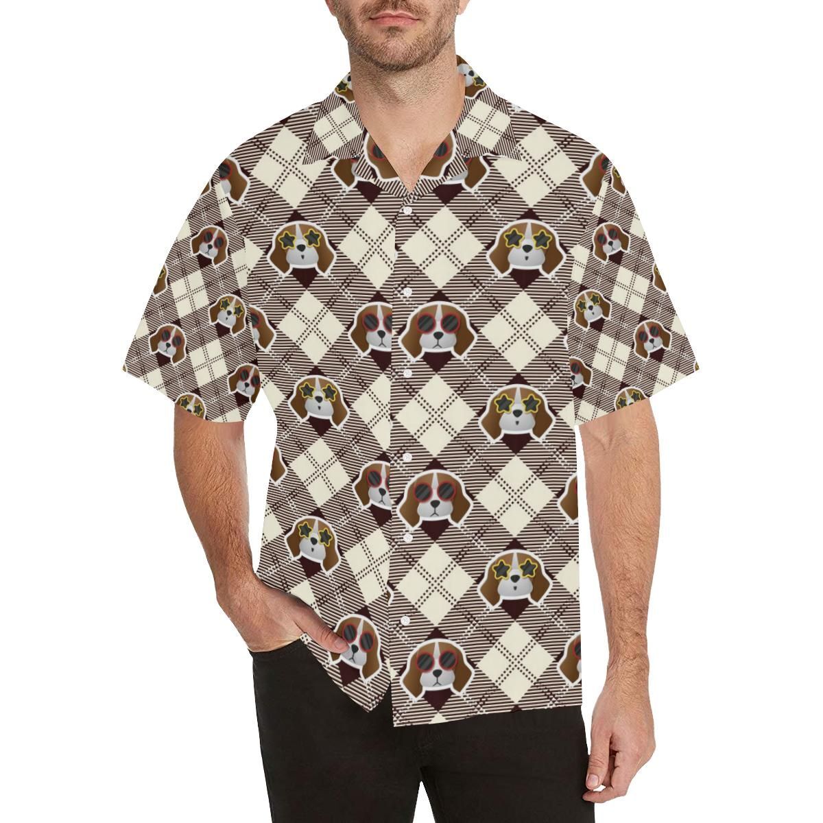 Beagle With Sunglass Pattern Men’S All Over Print Hawaiian Shirt