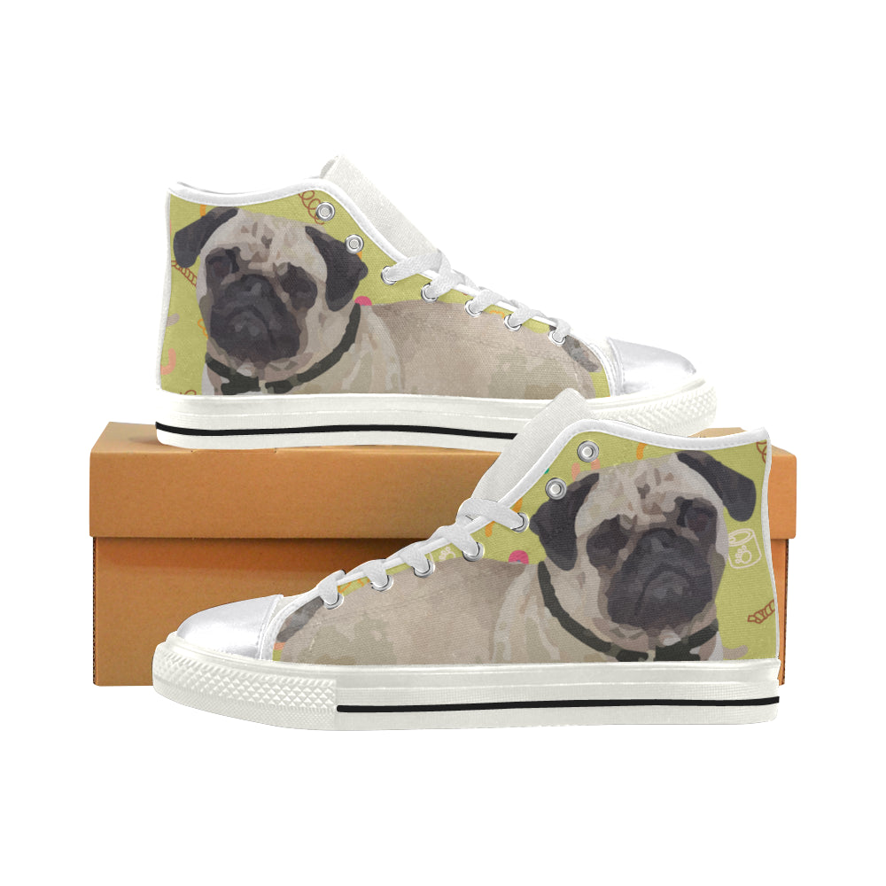 Pug White Women’s Classic High Top Canvas Shoes