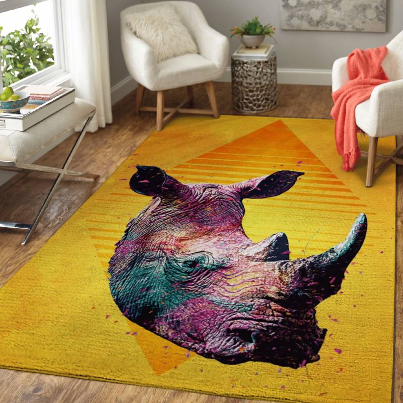 Rhinoceros – Pop Animals Area Rug Carpet