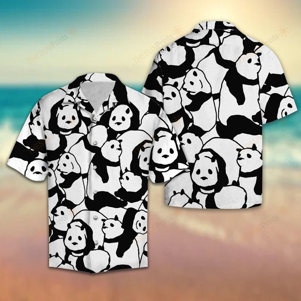 Black And White Cute Panda Hawaiian Shirt Ha39573