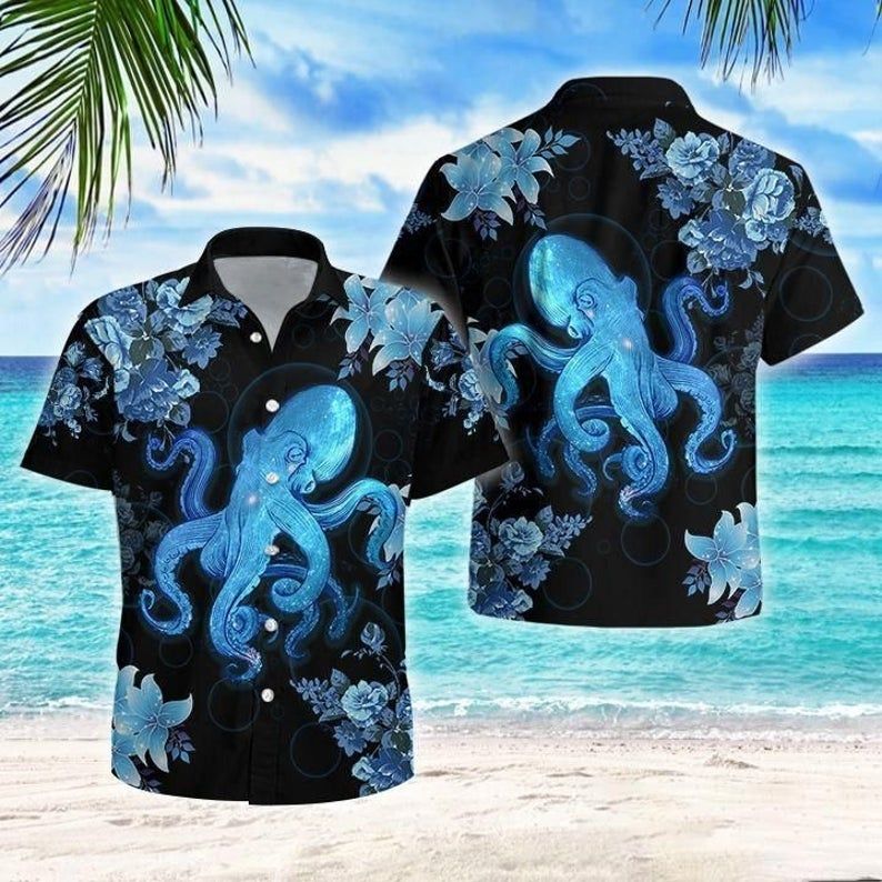 Octopus Black Blue Best Design Hawaii Shirt Ha56325