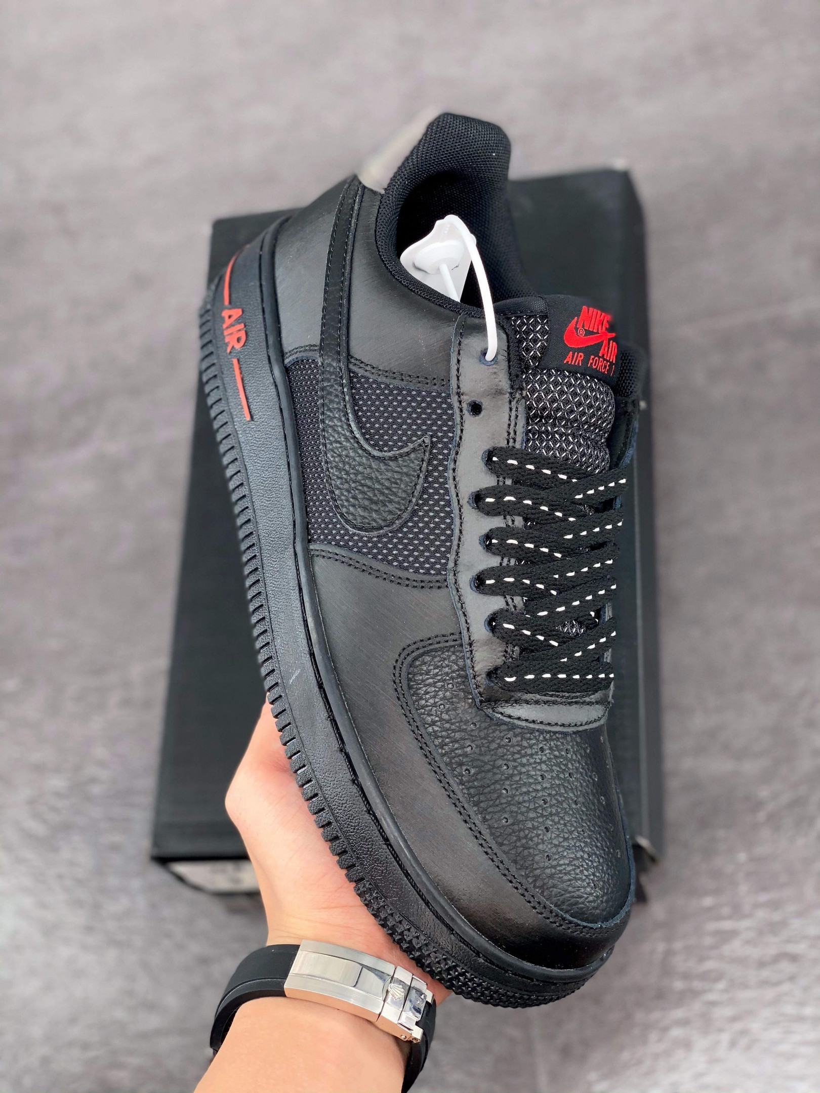 Nike Air Force 1 Low BlackRed with Reflective Accents 5340347