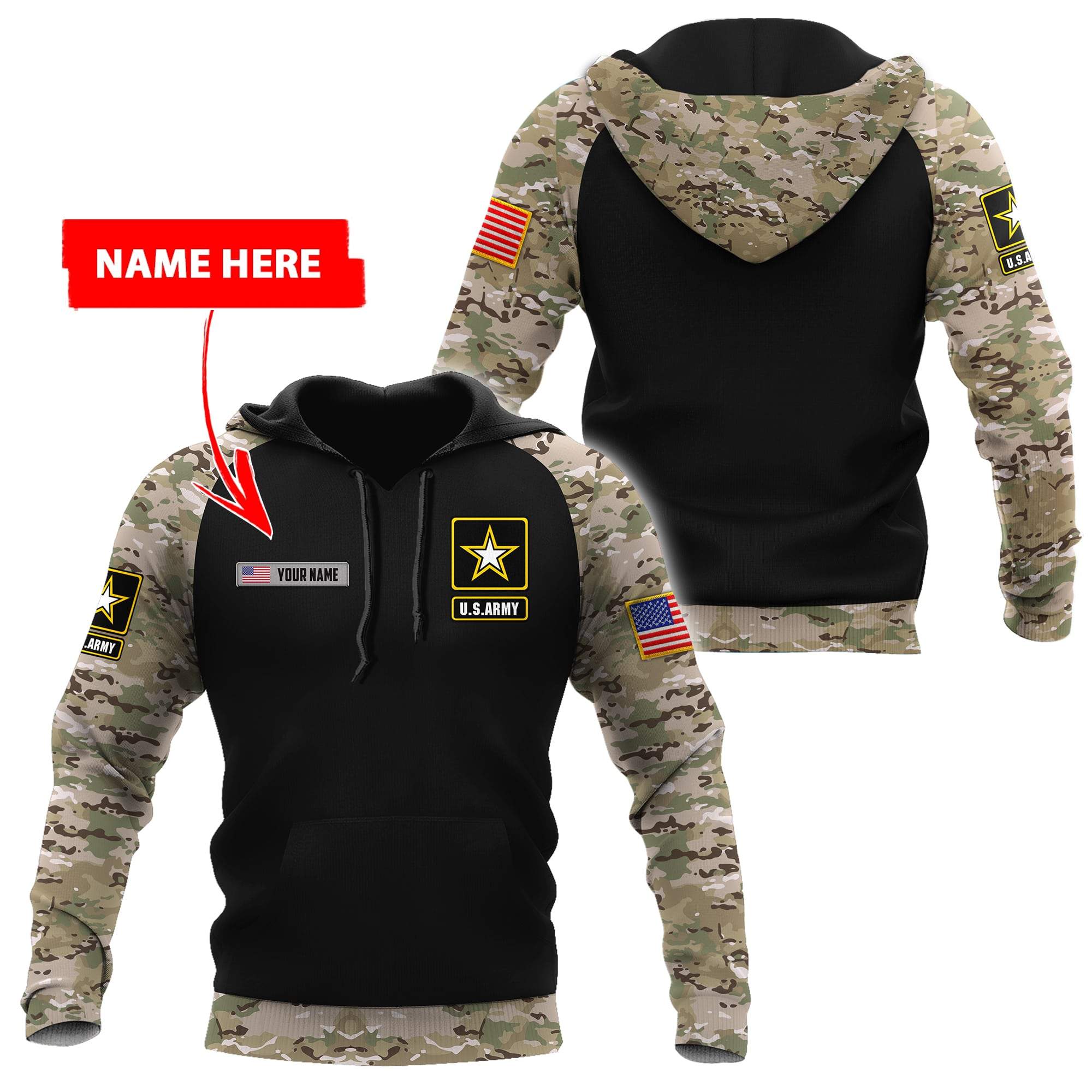 Personalized Name – The United States Army 3D All Over Printed Shirts