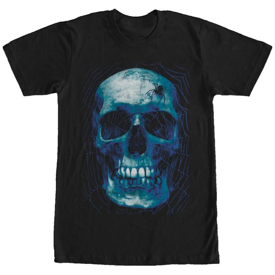 Lost Gods Men’s Halloween Spider Web Skull  T Shirt Black