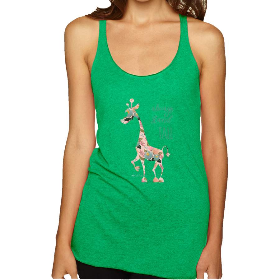 Always Stand Tall Cute Mosaic Wild Giraffe Animal Lover Tri-Blend Racerback Tank Top