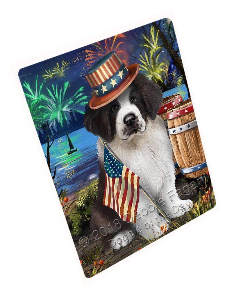 4Th Of July Independence Day Fireworks Saint Bernard Dog At The Lake Blanket Blnkt75009