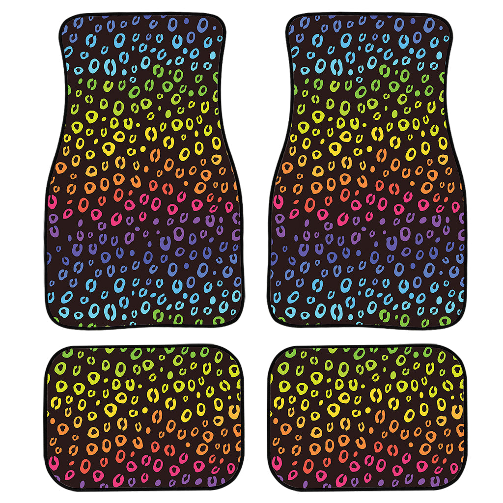 Rainbow Leopard Pattern Print Front And Back Car Floor Mats, Front Car Mat