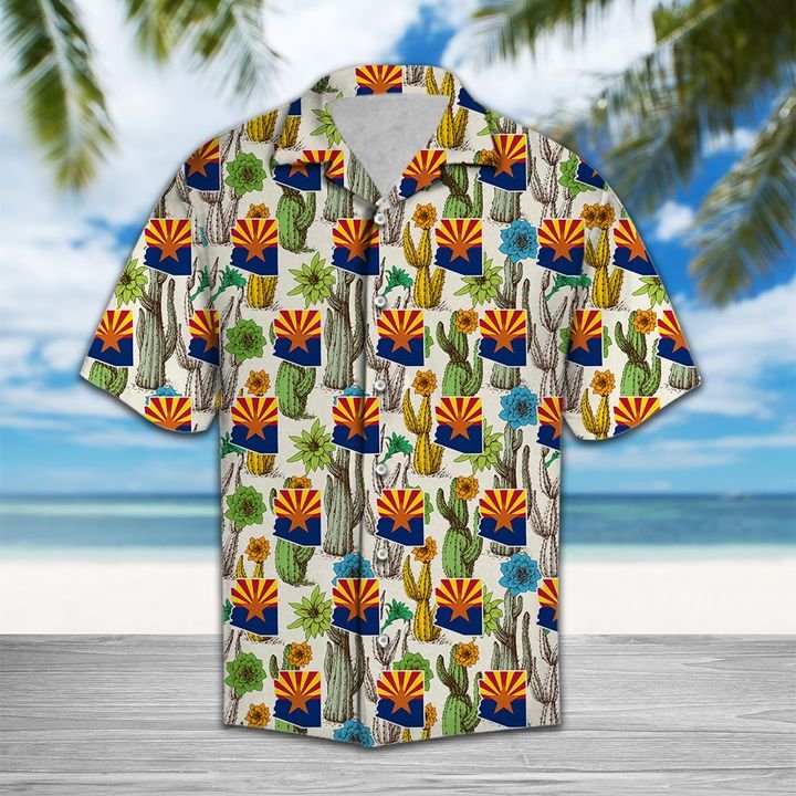 Arizona Cactus Blossom Hawaiian Shirt Summer Button Up For Men, Women, Couple