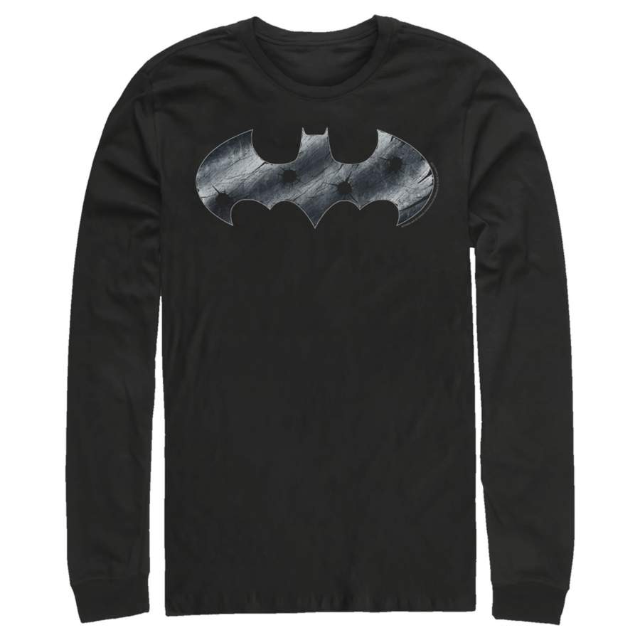 Batman Men’s Steel Scars Logo  Long Sleeve Shirt