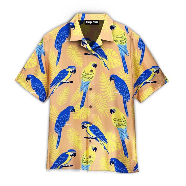 Blue And Gold Bird Tropical Pattern Hawaii Shirt For Men Women Ha79725