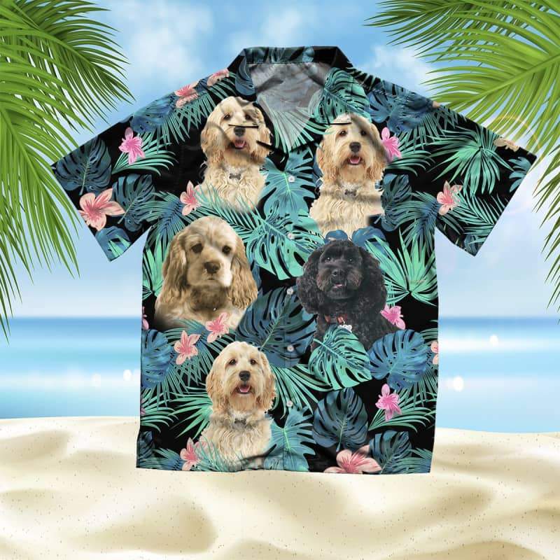 Cockapoo Hawaiian Shirt, Dog Summer Leaves Hawaiian Shirt, Unisex Print Aloha Short Sleeve Casual Shirt