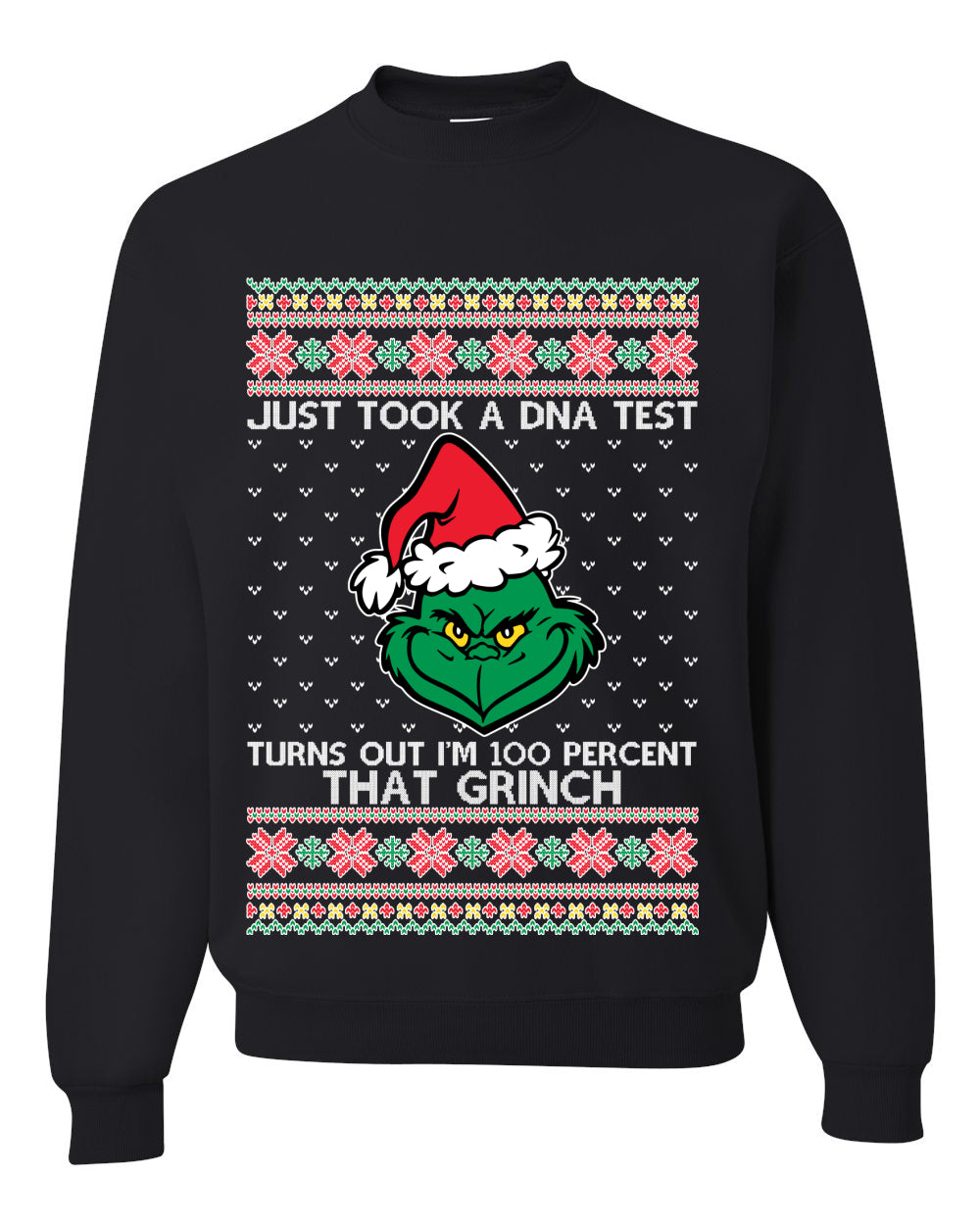 Just Took A Dna Test Turns Out I’M 100% That Grinch Ugly Christmas Sweater Unisex Crewneck Graphic Sweatshirt