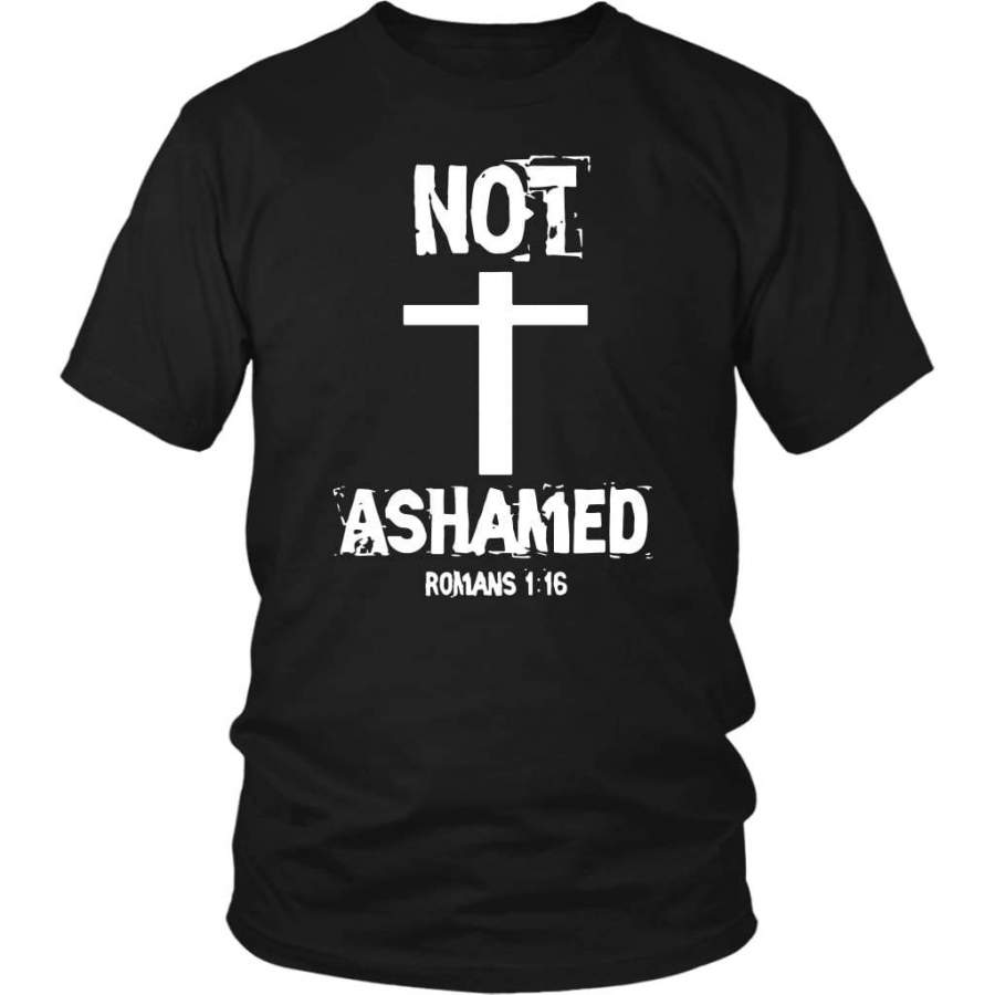 Not ashamed Romans 1:16 bible verse t-shirt | Faith t-shirts