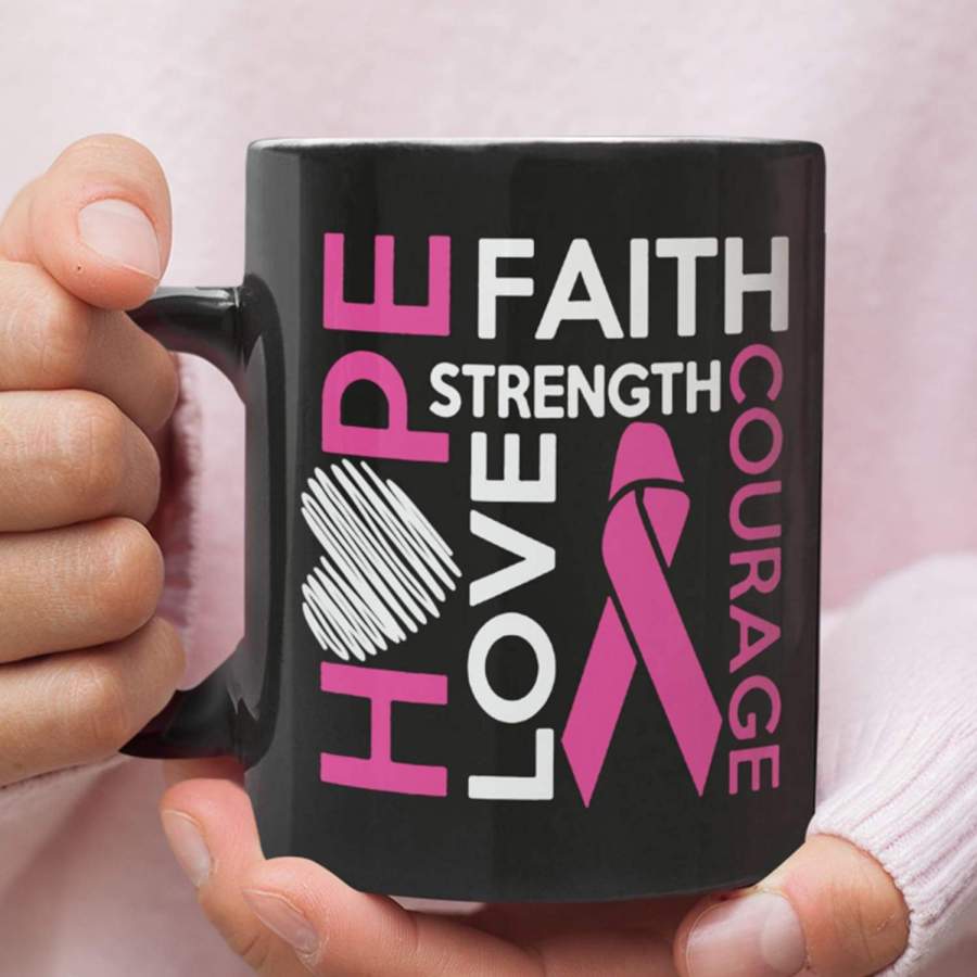 Purple Ribbon Faith hope love strength coffee mug