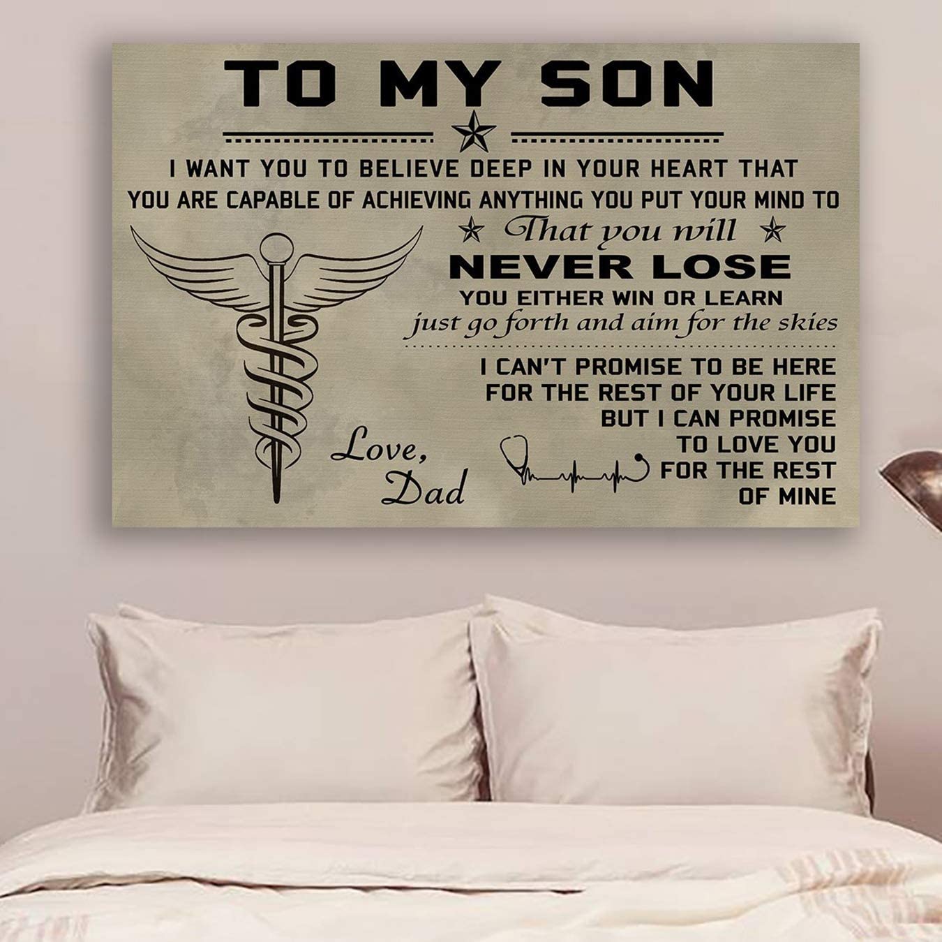 Poster for Room Aesthetic -Command Strips Wall Decor – Cv942 Lvl Nurse Poster – Dad to Son – Never Lose