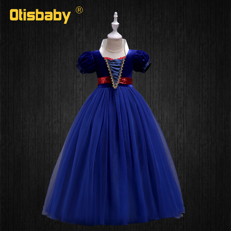 Snow White Dress Up Girls Velvet Tulle Floor Length Dresses Teenage Girl Halloween Costume Evening Party Graduation Gowns Kids alx