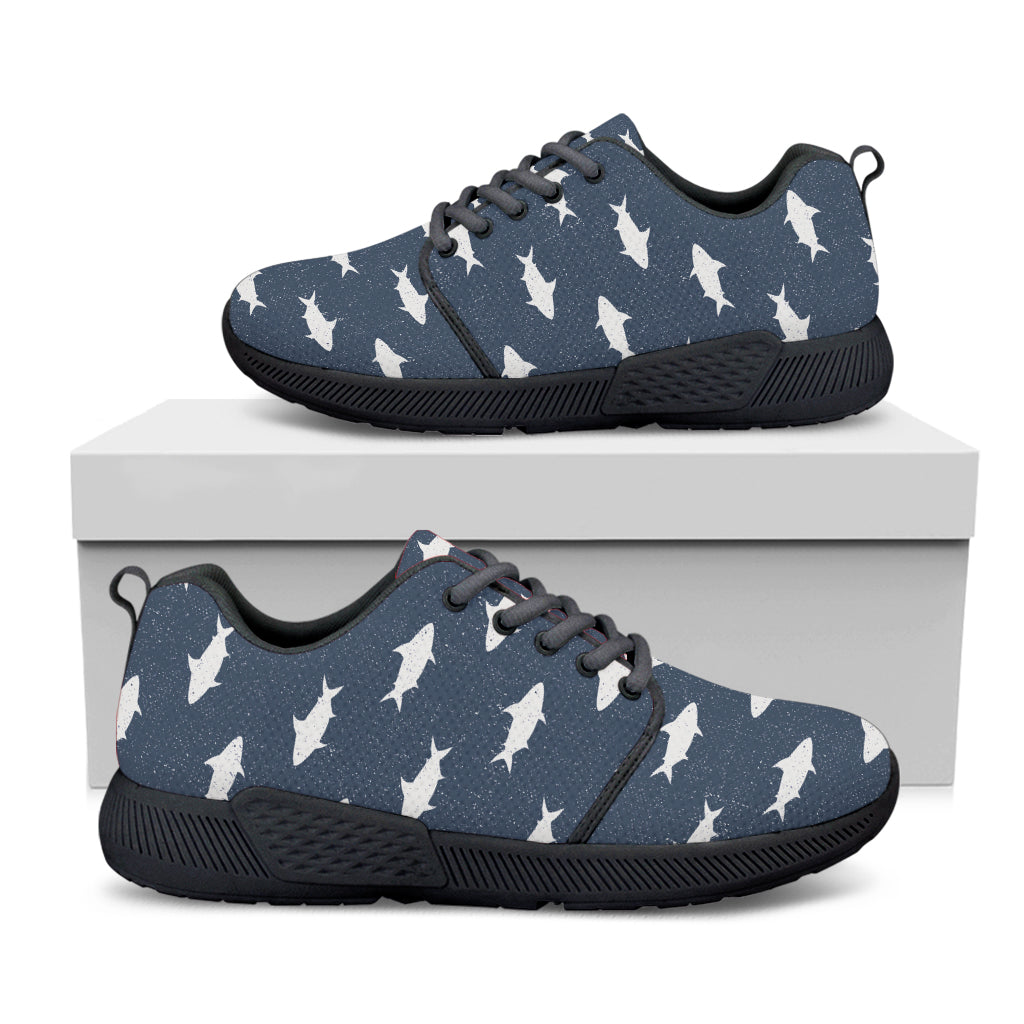 Shark Fish Pattern Print Black Athletic Shoes