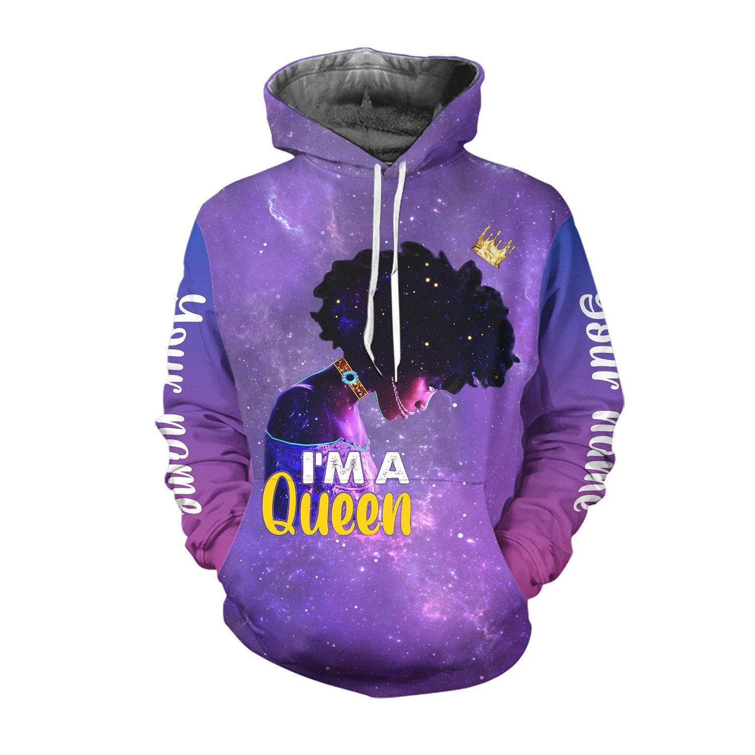 Personalized I Am A Black Queen All-Over Print Hoodie