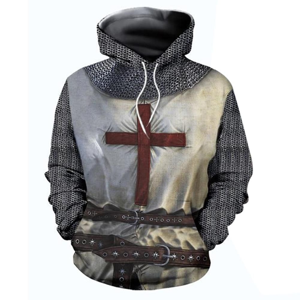 S Medieval Armor 3D Hoodie For Men Women All Over 3D Printed Hoodie Knights Templar Pullover Sweatshirt Retro Long Sleeve Crusader Cross Printed Tops