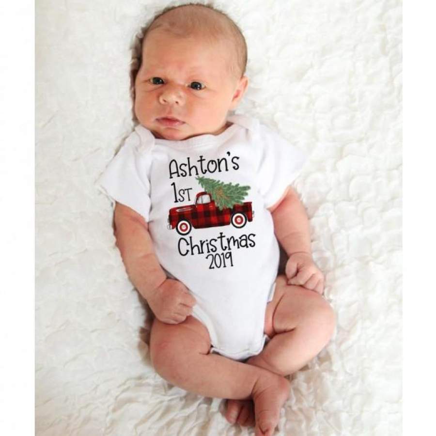 Custom baby boy 1st Christmas outfit, baby boy 1st Christmas, bodysuit baby boy, Christmas shirt boys, 1st Christmas Newborn boy, 1st Christmas Outfit, personalized baby outfit