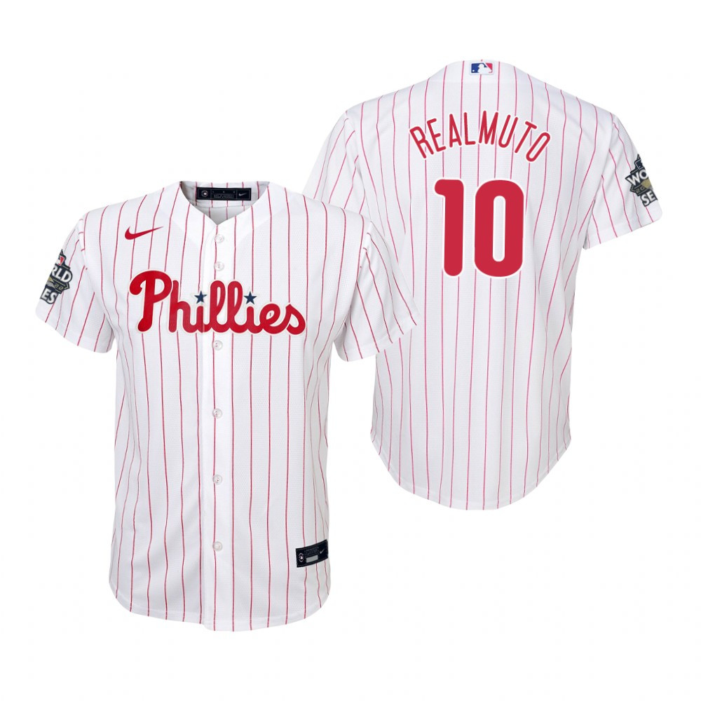 Youth Philadelphia Phillies J.T. Realmuto 10 White 2022-23 World Series Jersey