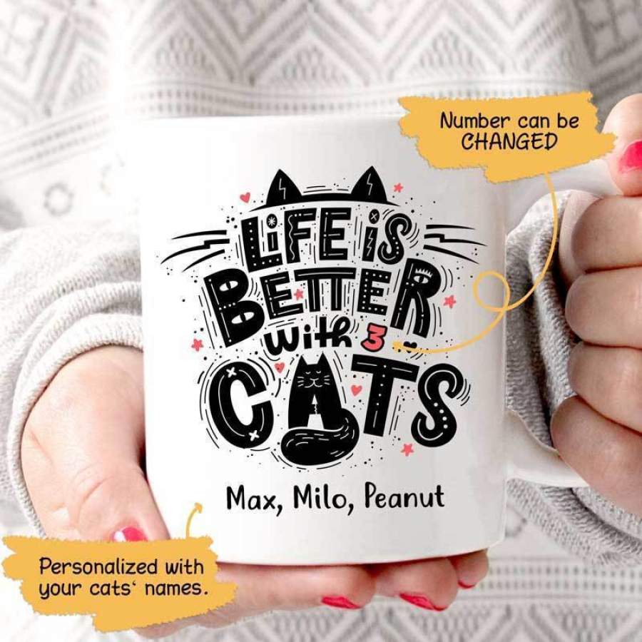 Life Is Better With Cats Personalized Mug