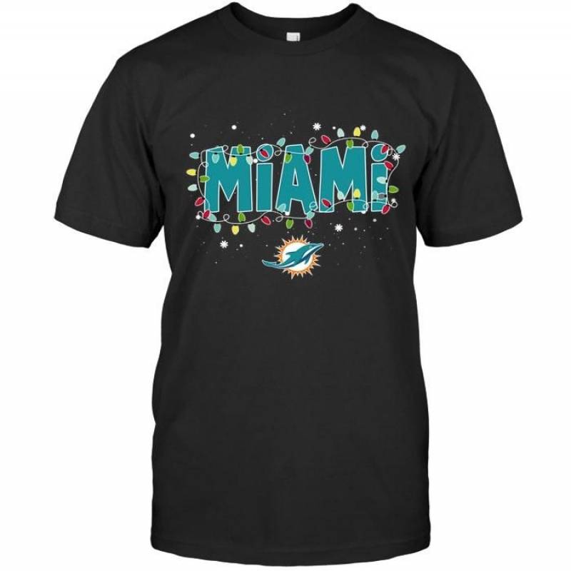 Miami Dolphins Christmas Fairy Lights T Shirt