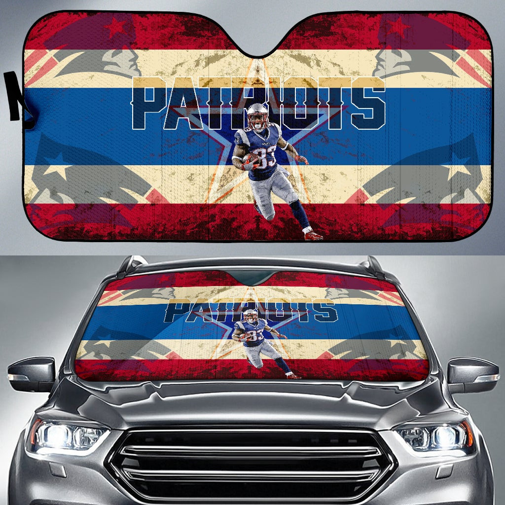 New England Patriots American Football Team Car Sunshade Dwayne Allen Holding Rugby Ball And Running Car Sun Shade