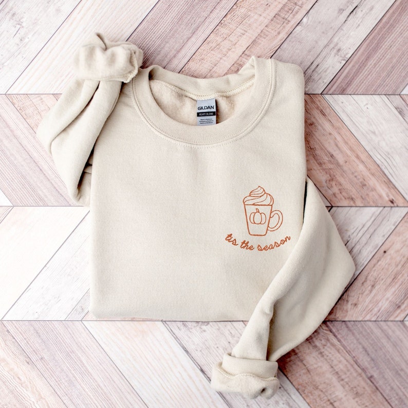 Pumpkin Spice Latte Fall Embroidered Sweatshirt 2D Crewneck Sweatshirt All Over Print Sweatshirt For Women Sweatshirt For Men Sws4143