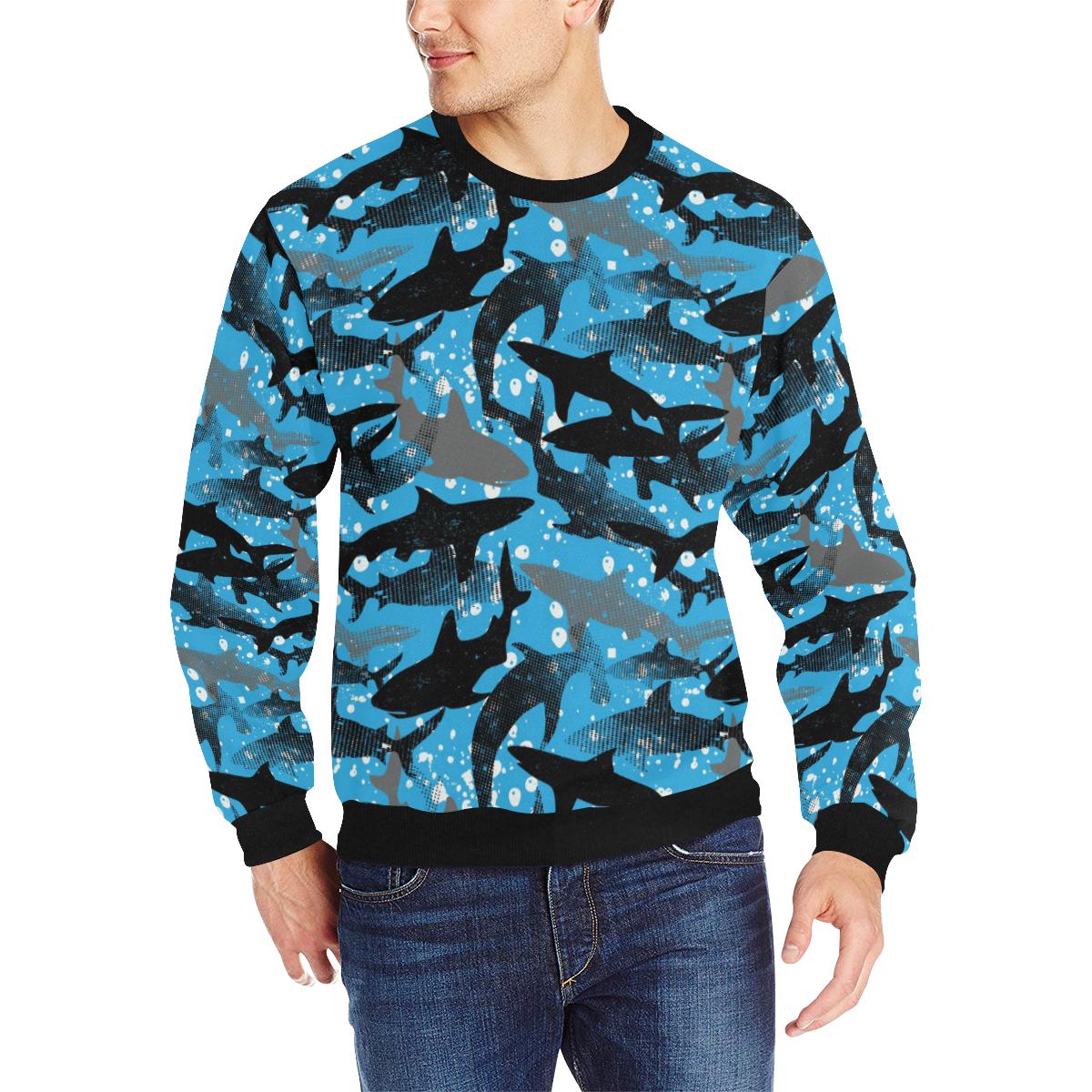 Shark Pattern Background Men’s Crew Neck Sweatshirt