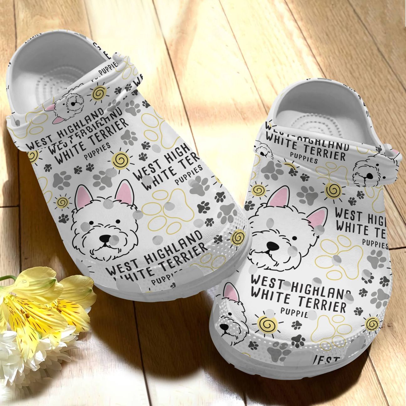 Dog Personalize Clog, Custom Name, Text, Fashion Style For Women, Men, Kid, Print 3D West Highland White Terrier V1