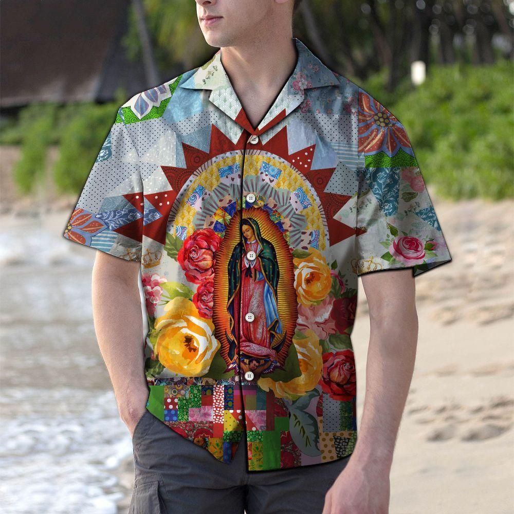 Beautiful Lady Of Guadalupe Aloha Hawaiian Shirt Colorful Short Sleeve Summer Beach Casual Shirt For Men And Women